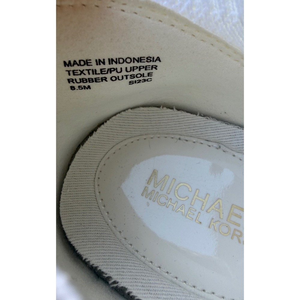 Michael Kors Felix Trainer Leather White Wedge Mesh Lace Up Low Top Sneakers 8.5 - Picture 10 of 12